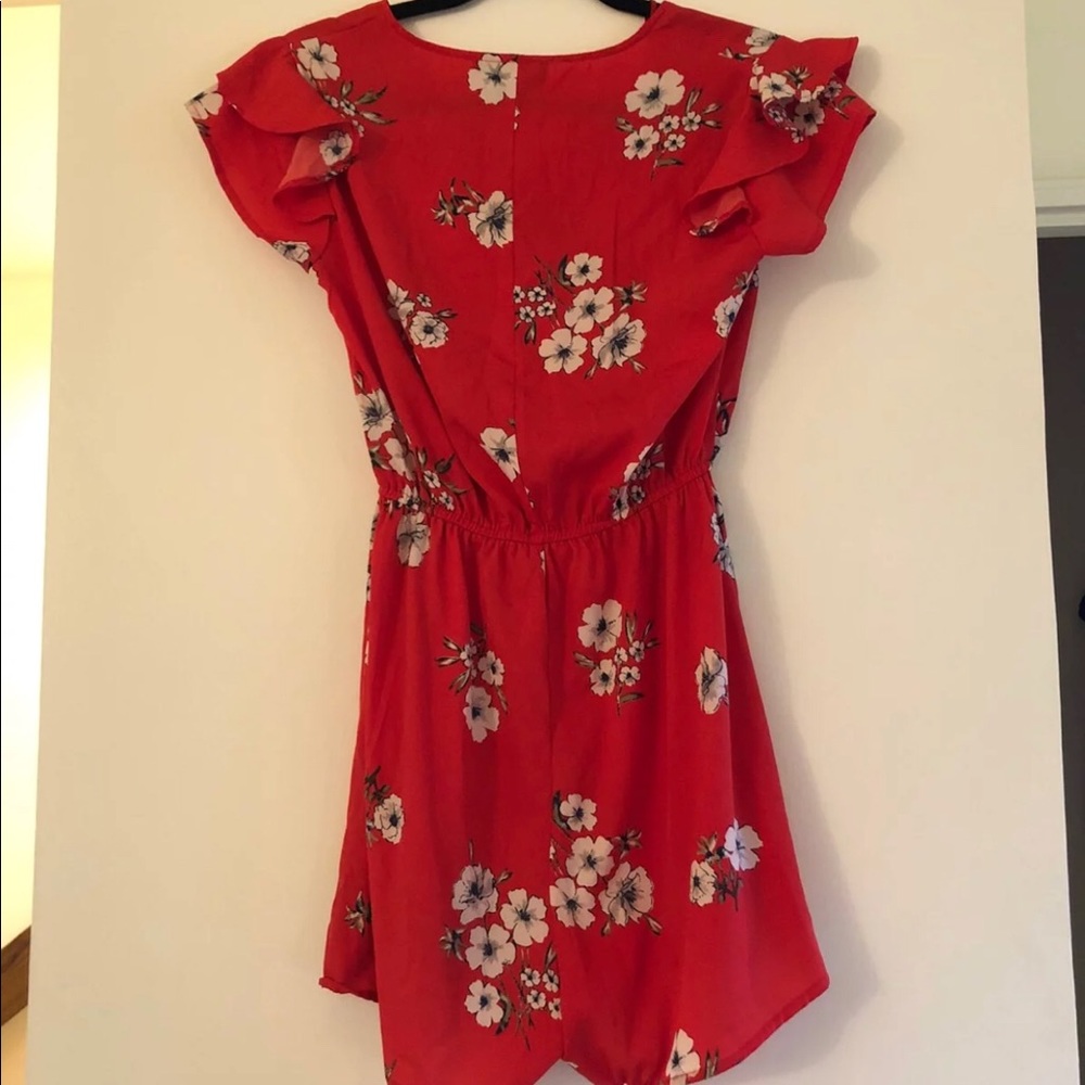 SOLD. Red Floral Romper